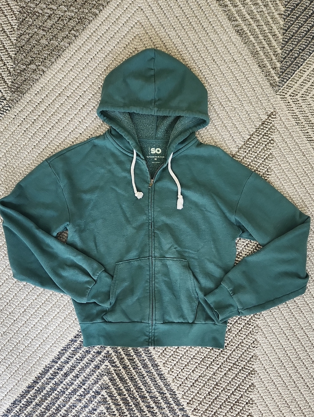 SO Teal Green Full-Zip Hooded Sweater